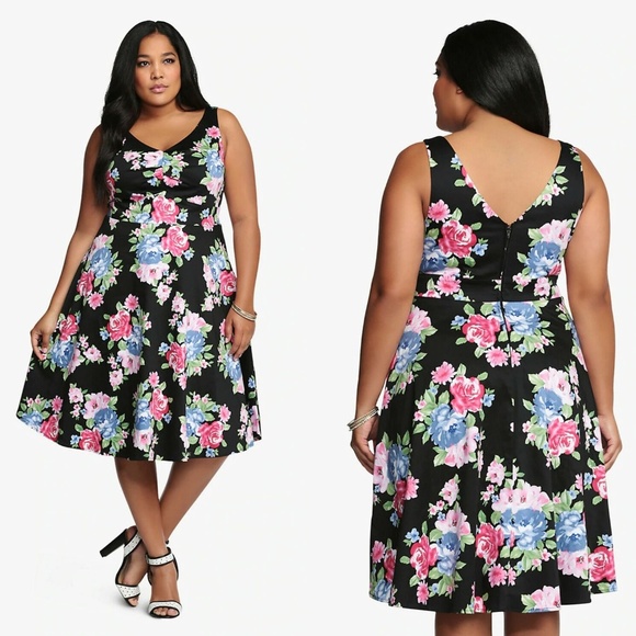 torrid Dresses & Skirts - Torrid Floral Swing Dress Black Multi HW5777